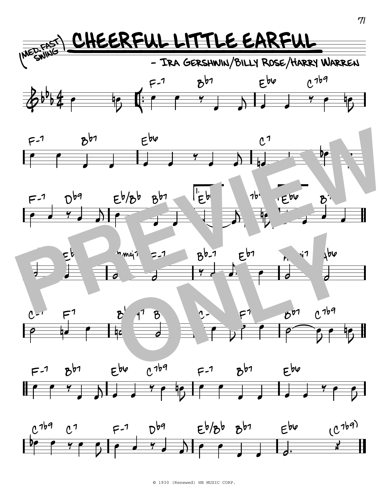 Download Billy Rose Cheerful Little Earful Sheet Music and learn how to play Real Book – Melody & Chords PDF digital score in minutes
