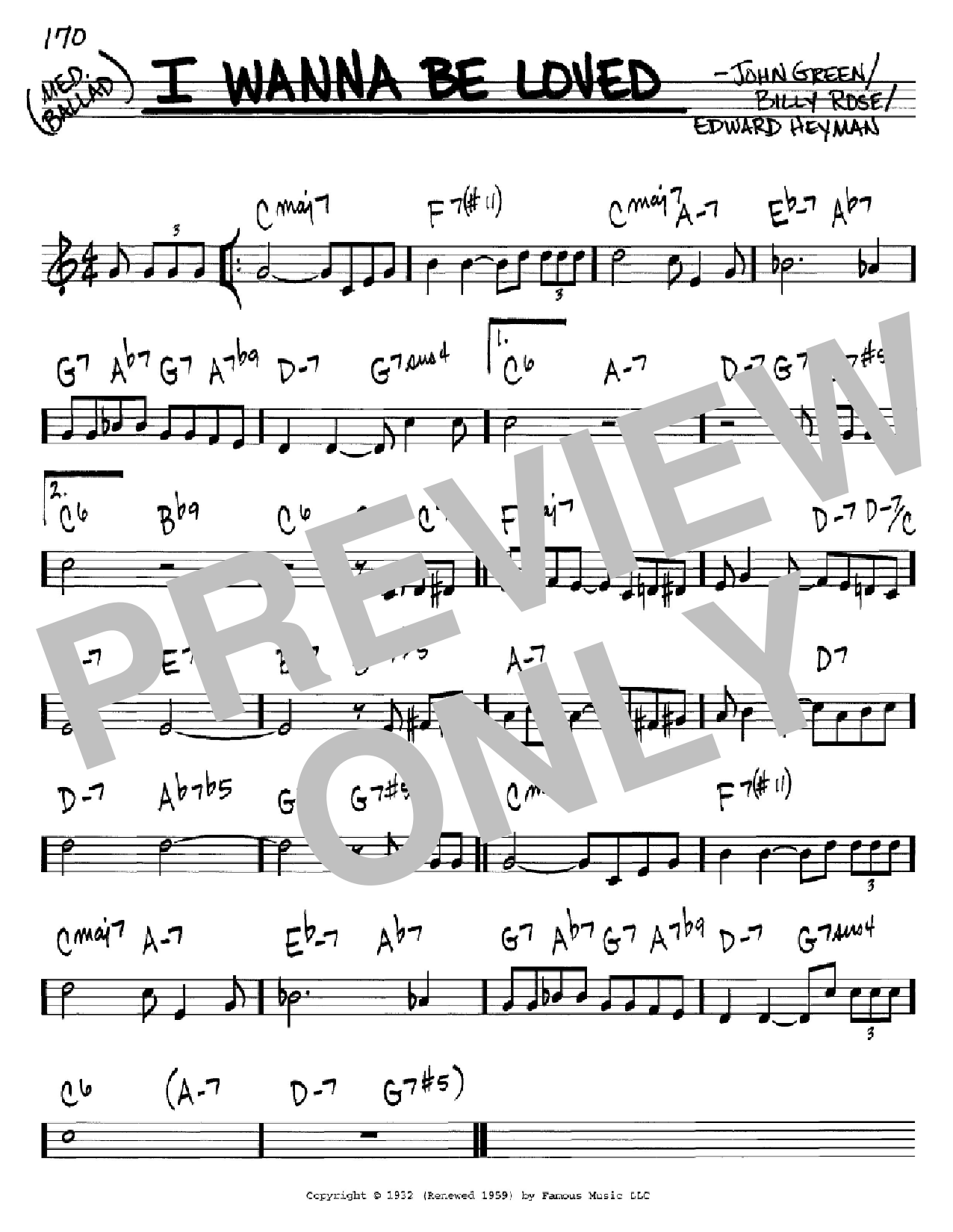 Download Billy Rose I Wanna Be Loved Sheet Music and learn how to play Real Book - Melody, Lyrics & Chords - C Instruments PDF digital score in minutes