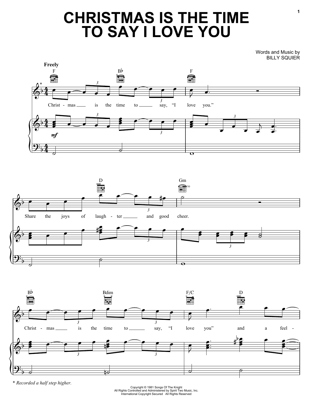 Download Billy Squier Christmas Is The Time To Say I Love You Sheet Music and learn how to play Real Book – Melody, Lyrics & Chords PDF digital score in minutes