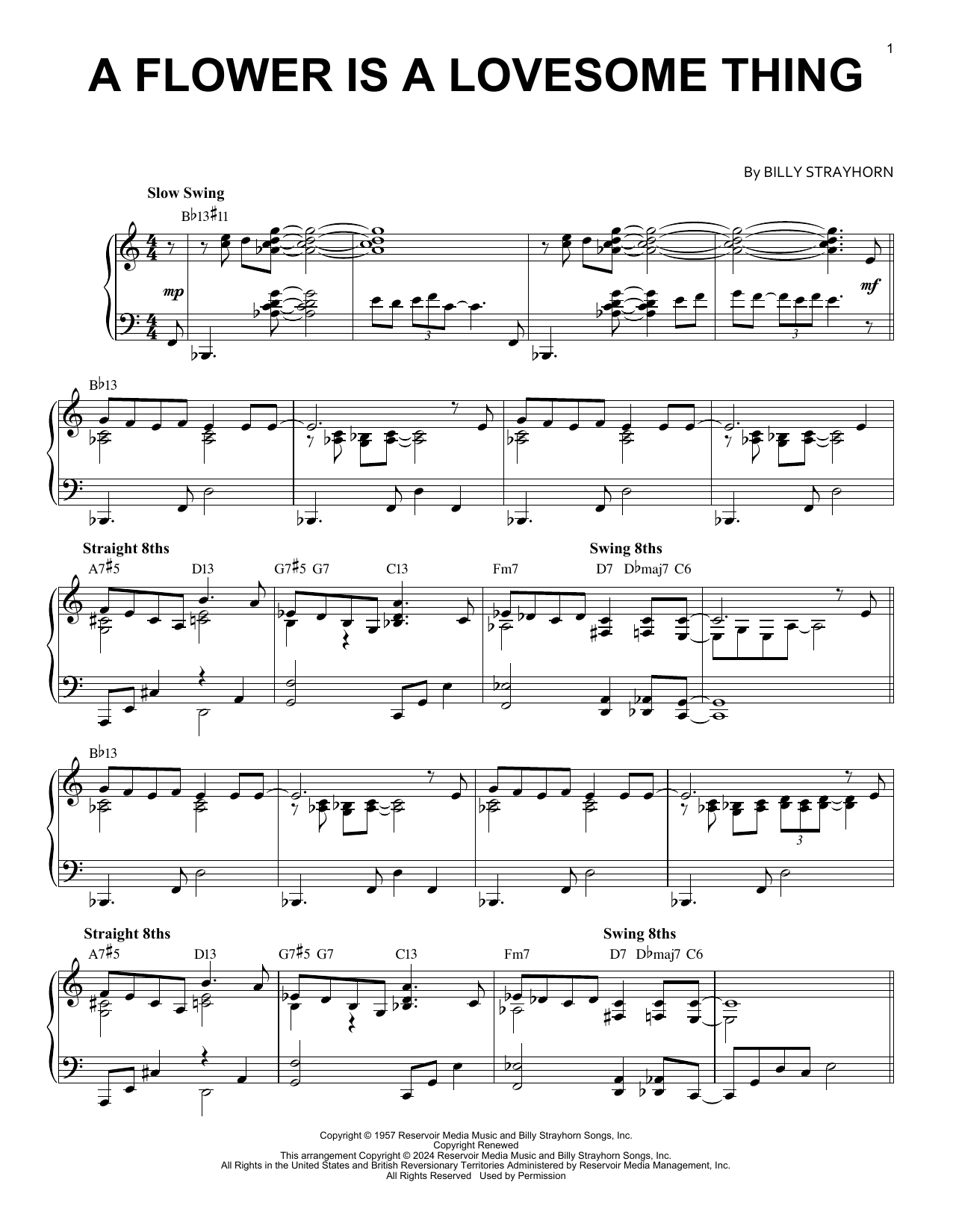 Download Billy Strayhorn A Flower Is A Lovesome Thing (arr. Brent Edstrom) Sheet Music and learn how to play Piano Solo PDF digital score in minutes