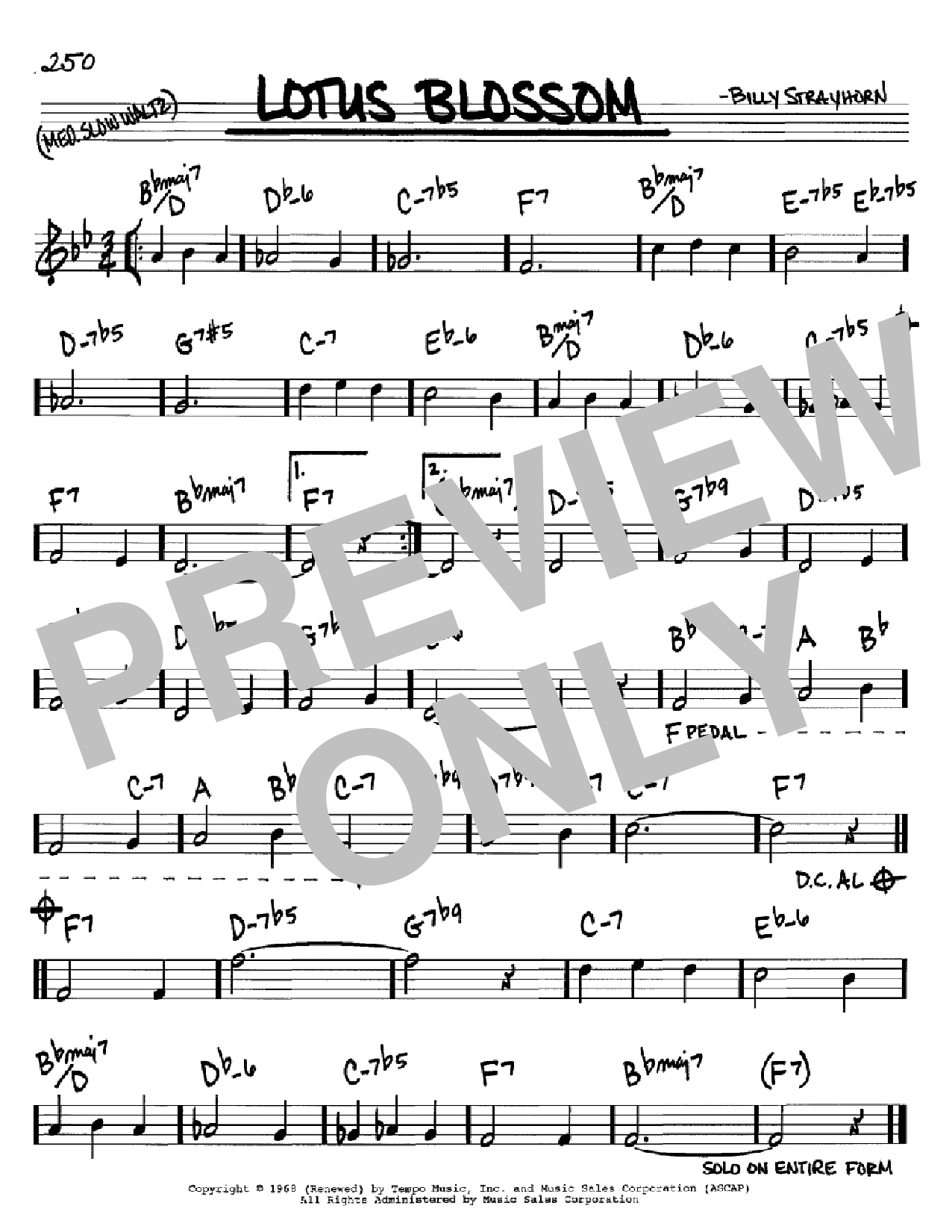 Download Billy Strayhorn Lotus Blossom Sheet Music and learn how to play Real Book - Melody & Chords - C Instruments PDF digital score in minutes