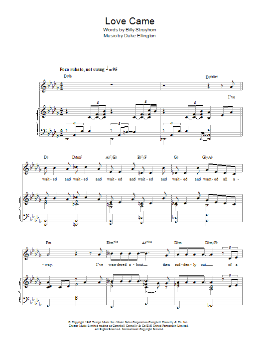 Download Billy Strayhorn Love Came Sheet Music and learn how to play Piano, Vocal & Guitar PDF digital score in minutes
