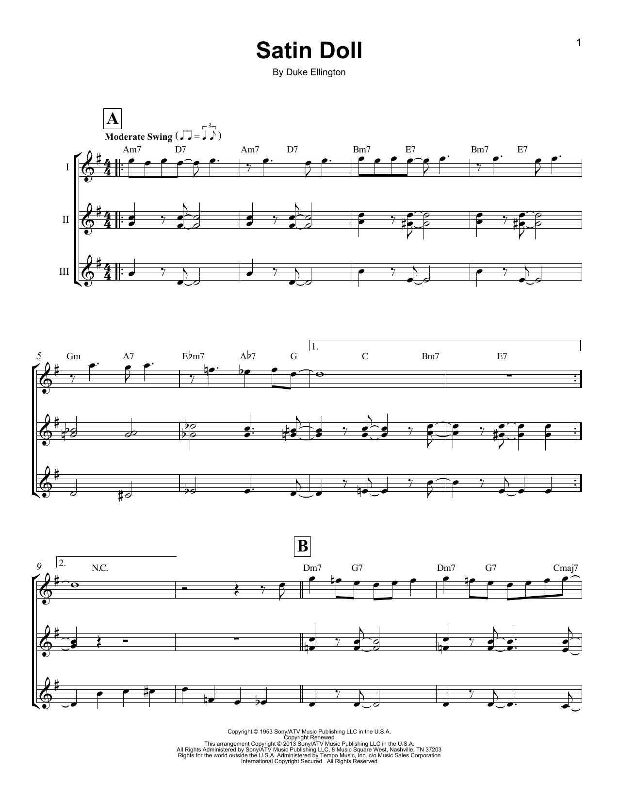 Download Billy Strayhorn Satin Doll Sheet Music and learn how to play Real Book – Melody & Chords PDF digital score in minutes