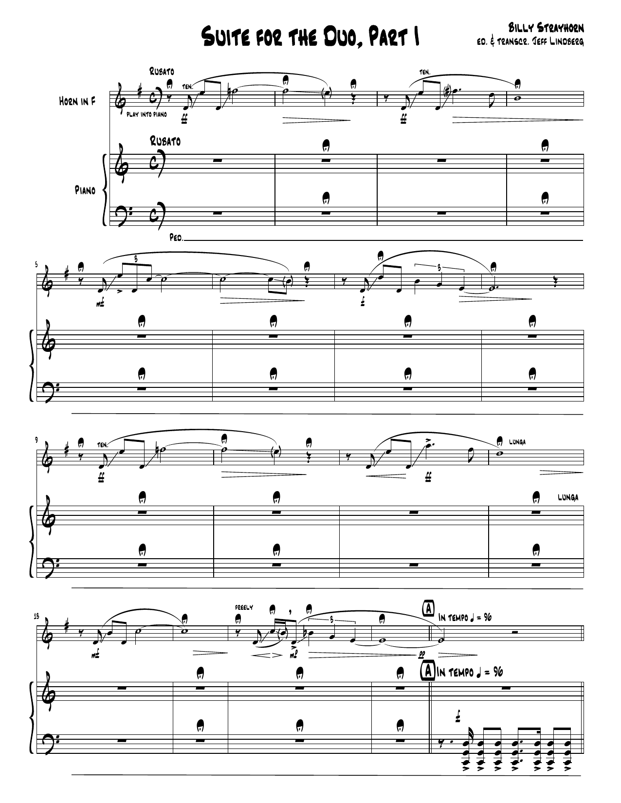 Download Billy Strayhorn Suite For The Duo (Parts 1-4) Sheet Music and learn how to play French Horn and Piano PDF digital score in minutes