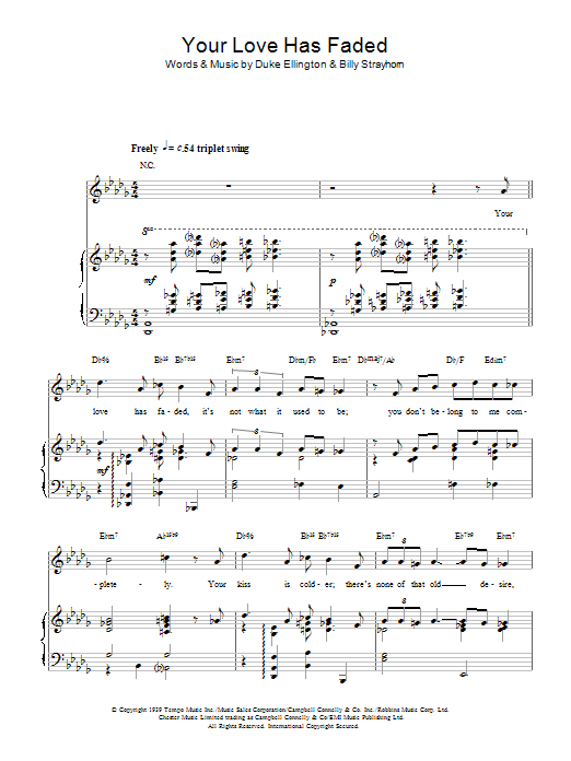 Download Duke Ellington & Billy Strayhorn Your Love Has Faded Sheet Music and learn how to play Piano, Vocal & Guitar PDF digital score in minutes