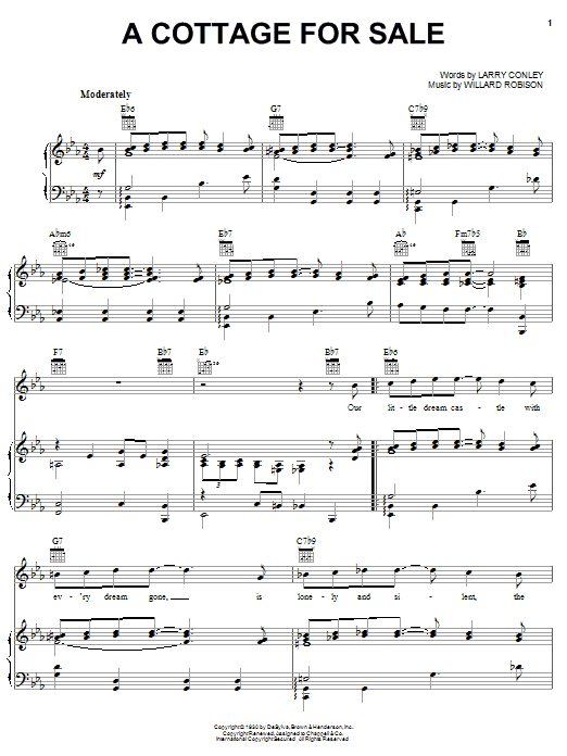 Billy Eckstine A Cottage For Sale Sheet Music Notes Download Printable Pdf Score