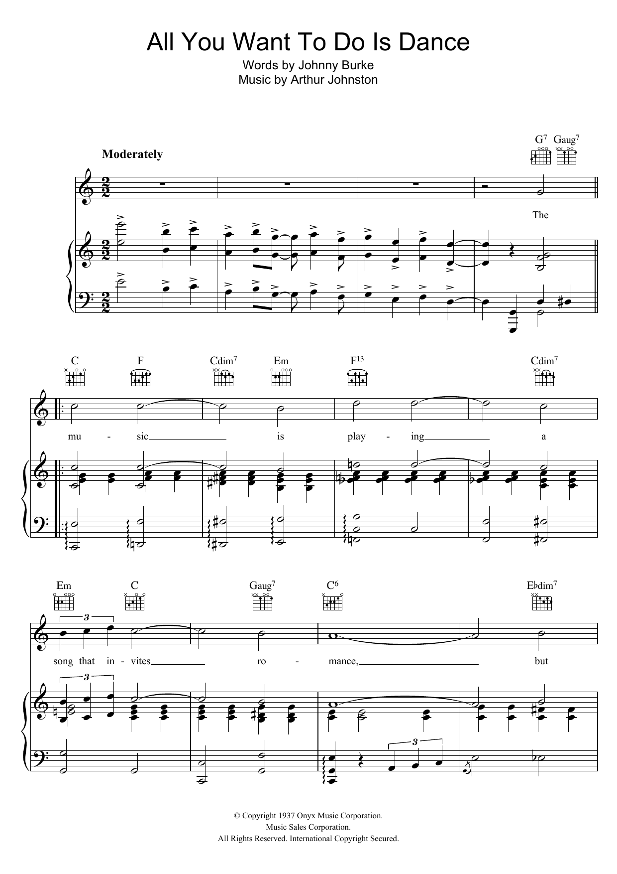 Download Bing Crosby All You Want To Do Is Dance Sheet Music and learn how to play Piano, Vocal & Guitar (Right-Hand Melody) PDF digital score in minutes