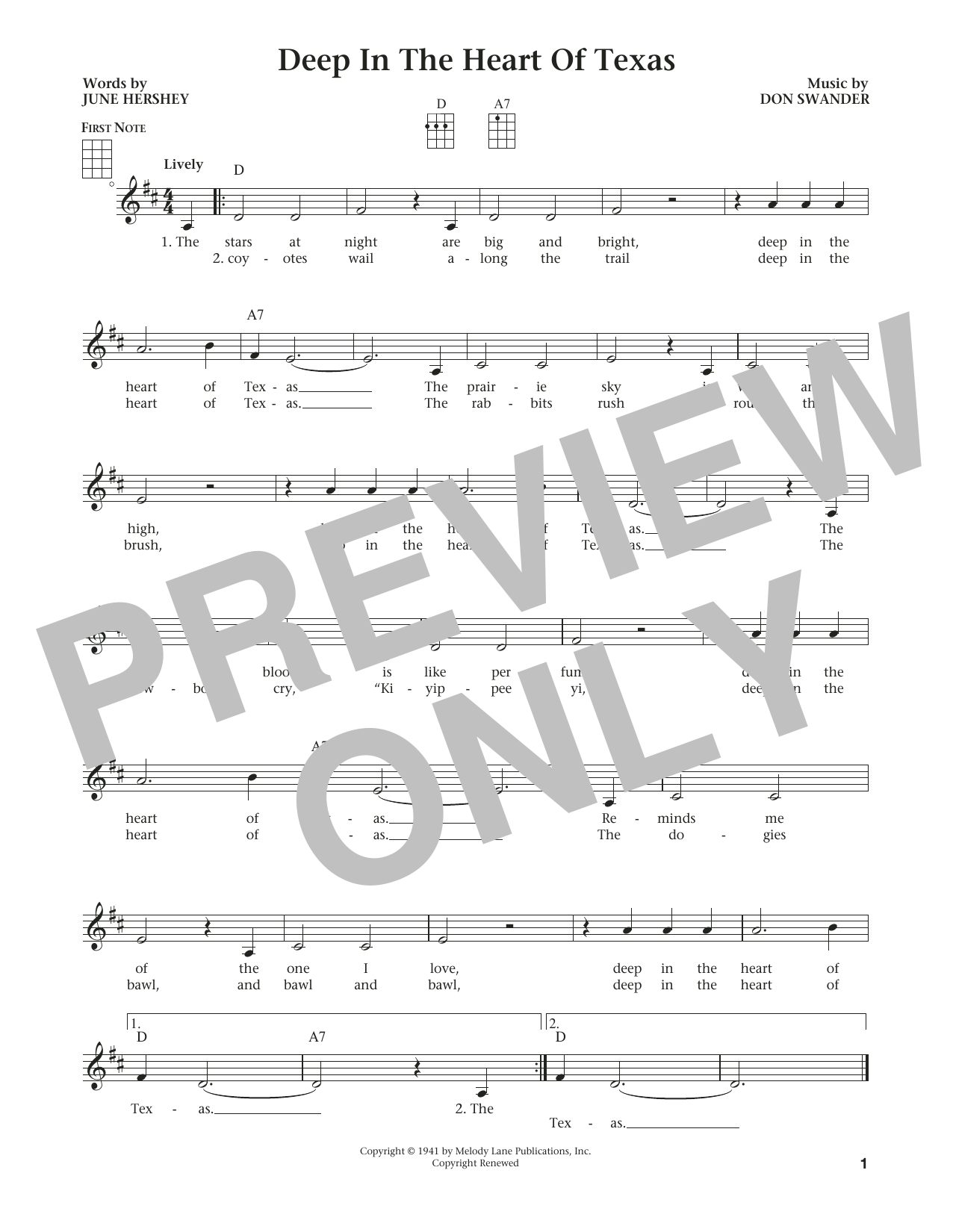 Download Bing Crosby Deep In The Heart Of Texas Sheet Music and learn how to play Ukulele PDF digital score in minutes