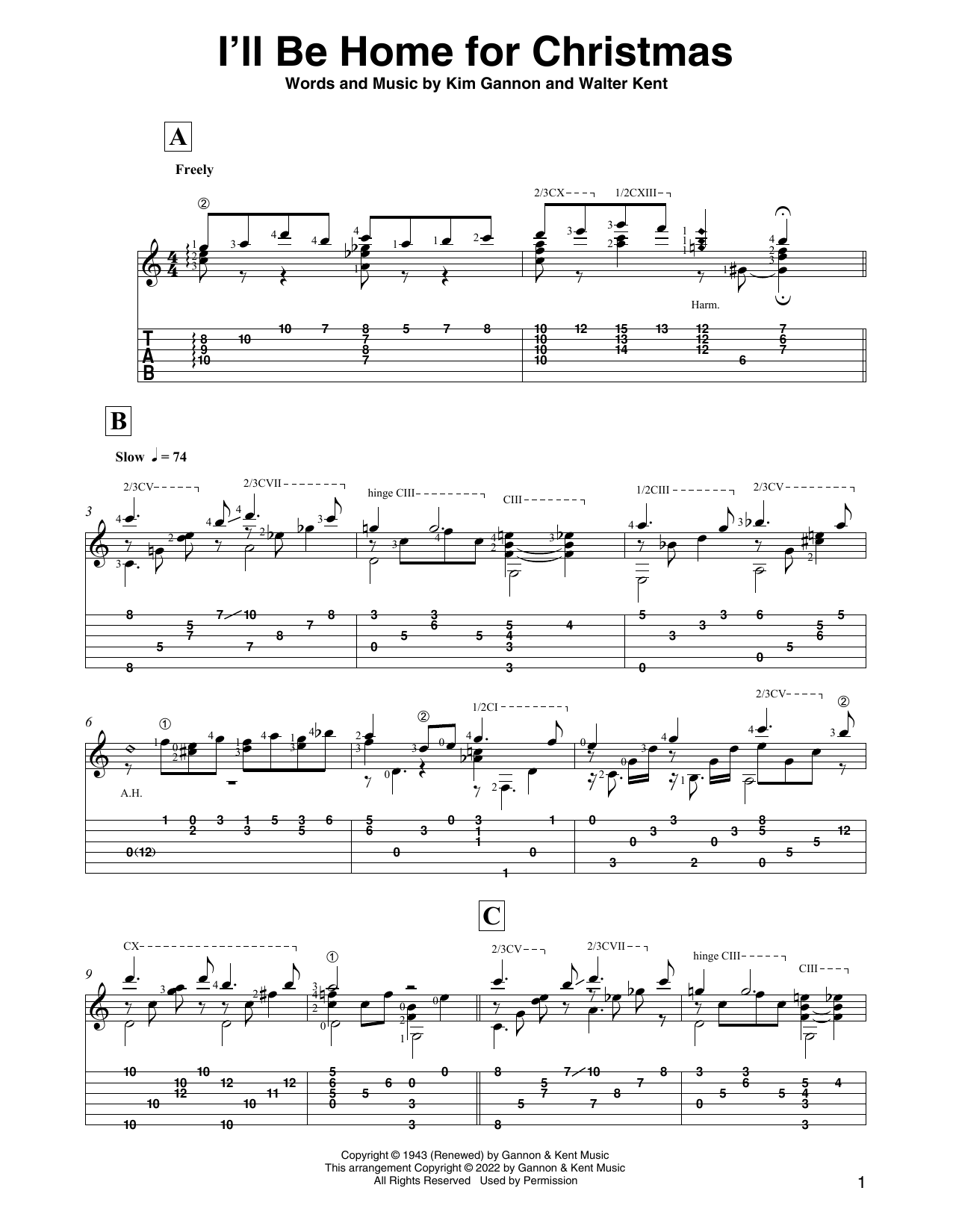 Download Bing Crosby I'll Be Home For Christmas (arr. David Jaggs) Sheet Music and learn how to play Solo Guitar PDF digital score in minutes