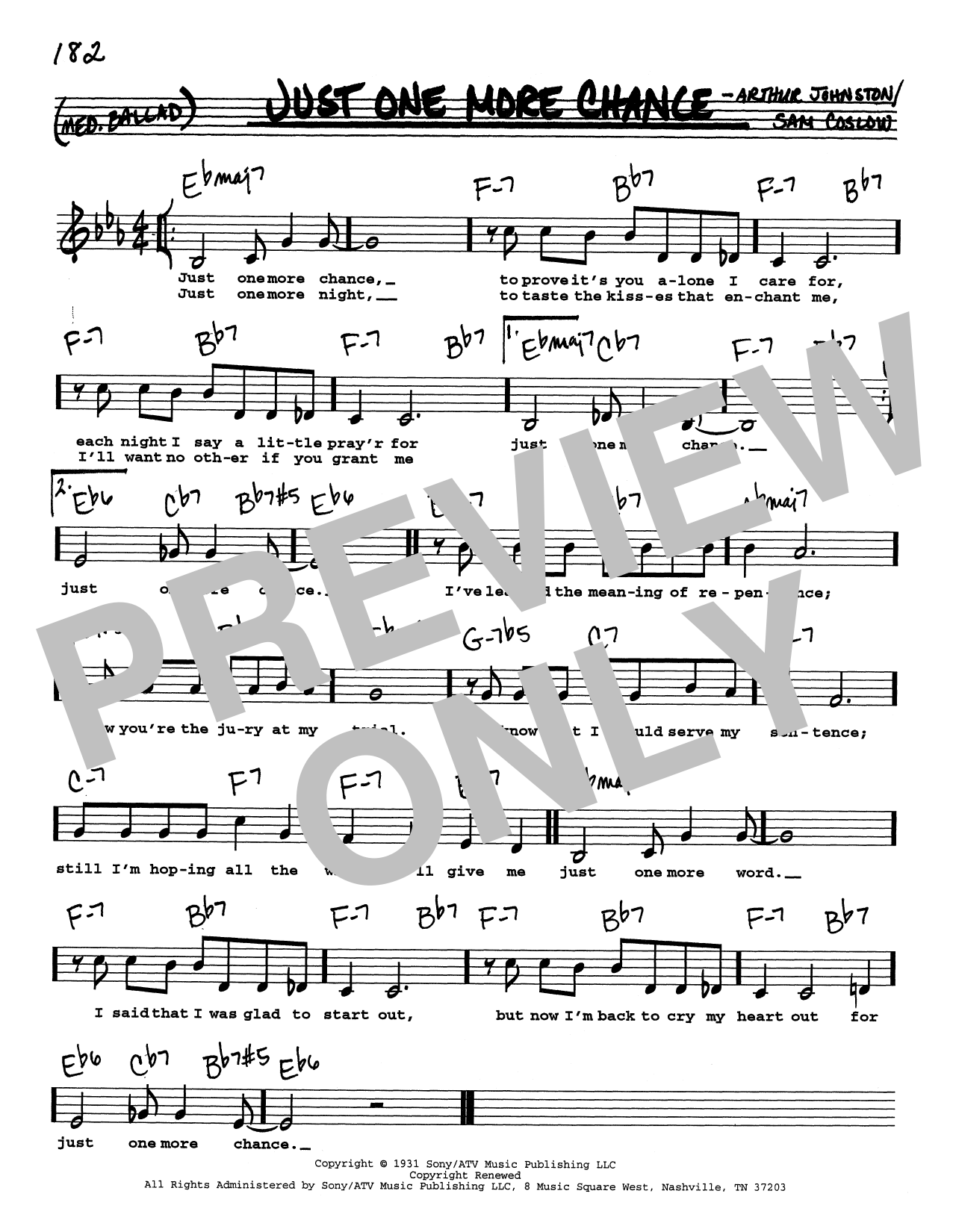 Download Bing Crosby Just One More Chance (Low Voice) Sheet Music and learn how to play Real Book – Melody, Lyrics & Chords PDF digital score in minutes