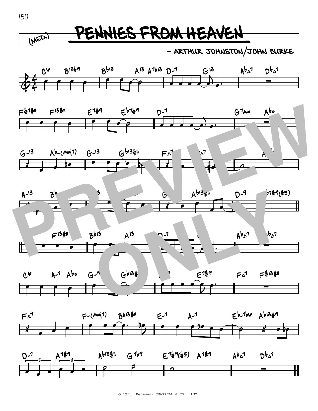 Download Bing Crosby Pennies From Heaven (arr. David Hazeltine) Sheet Music and learn how to play Real Book – Enhanced Chords PDF digital score in minutes