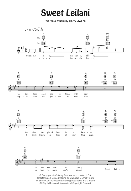 Download Bing Crosby Sweet Leilani Sheet Music and learn how to play Ukulele PDF digital score in minutes