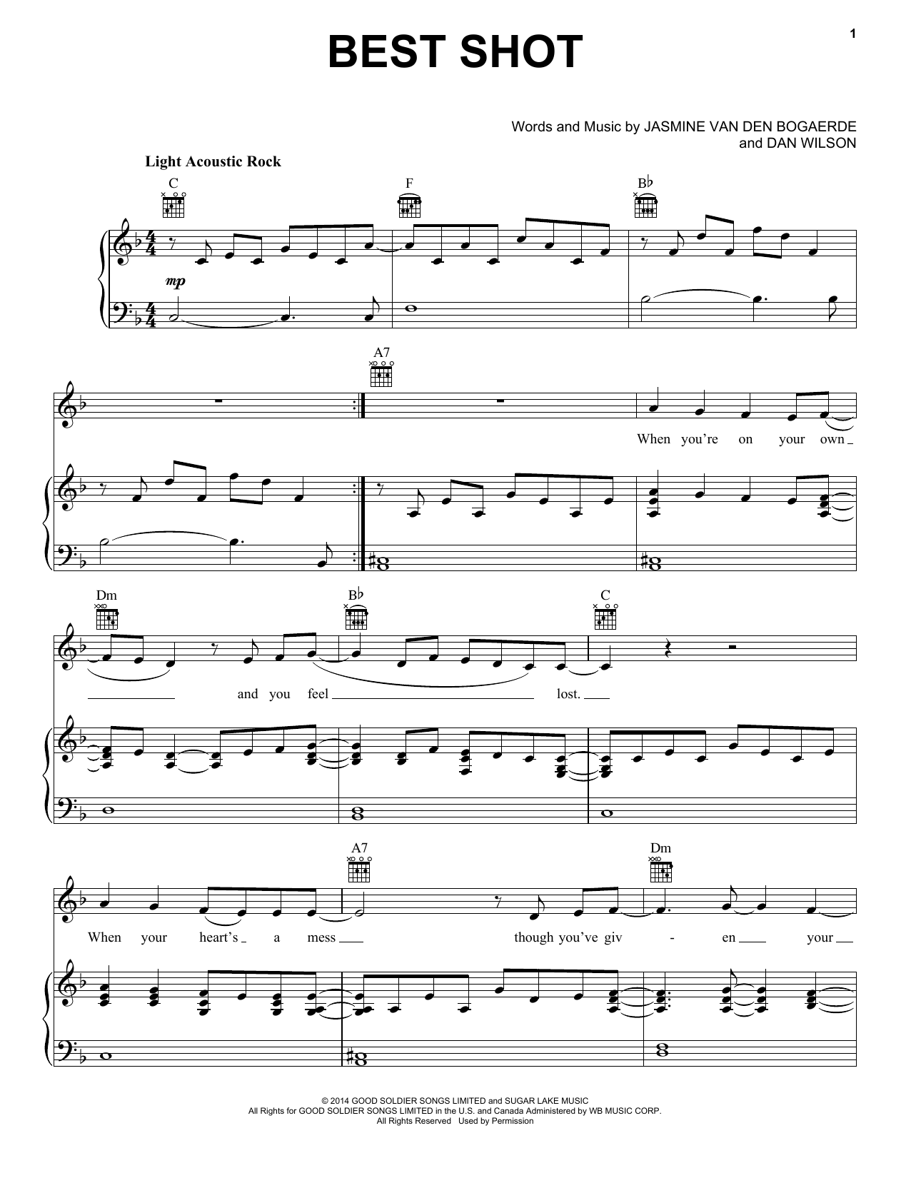 Download Birdy & Jaymes Young Best Shot Sheet Music and learn how to play Piano, Vocal & Guitar (Right-Hand Melody) PDF digital score in minutes