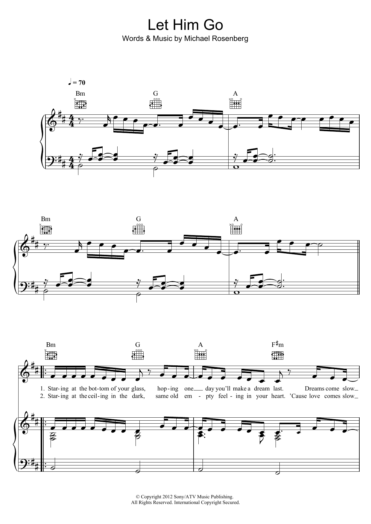 Download Birdy Let Him Go Sheet Music and learn how to play Piano, Vocal & Guitar (Right-Hand Melody) PDF digital score in minutes