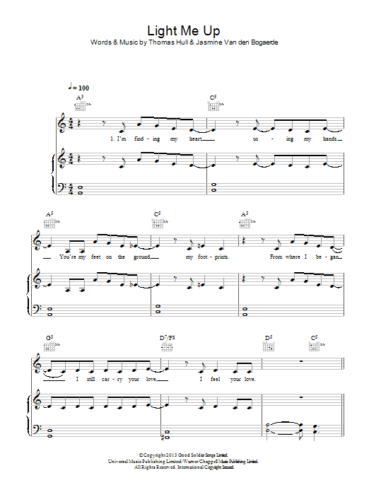 Download Birdy Light Me Up Sheet Music and learn how to play Piano, Vocal & Guitar PDF digital score in minutes