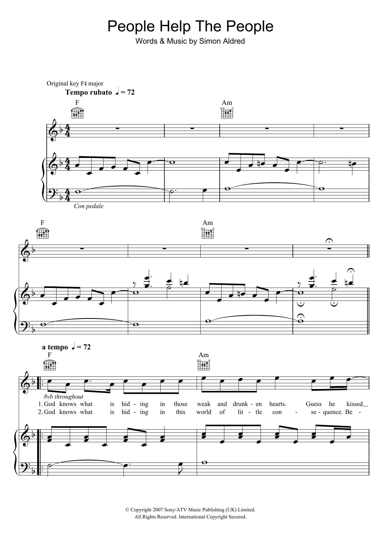 Download Birdy People Help The People Sheet Music and learn how to play Keyboard PDF digital score in minutes