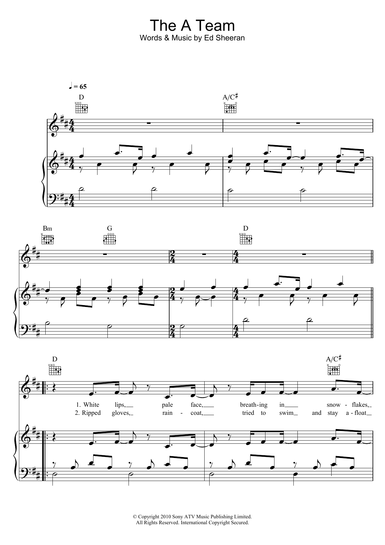 Download Birdy The A Team Sheet Music and learn how to play Piano, Vocal & Guitar (Right-Hand Melody) PDF digital score in minutes