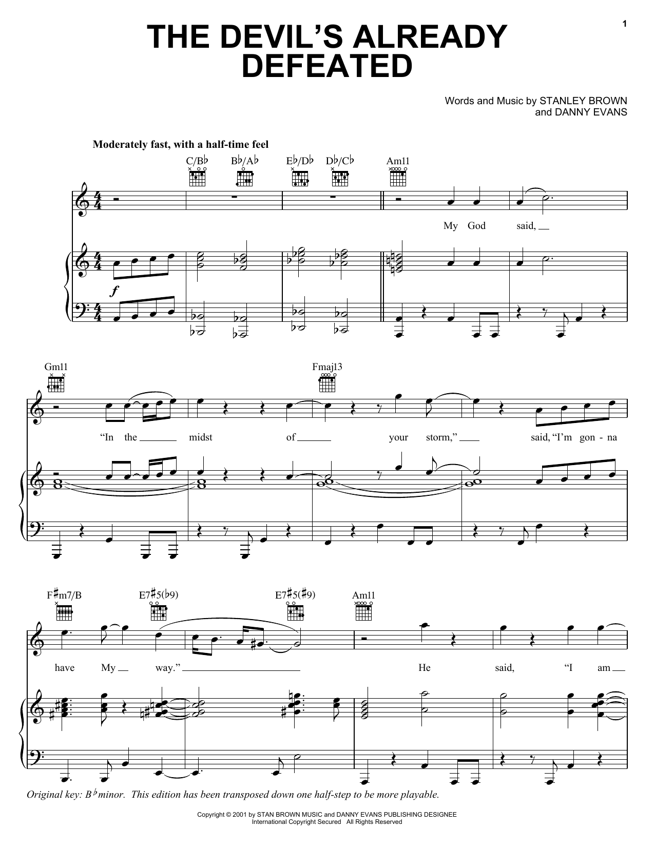 Download Bishop T.D. Jakes & The Potter's House Mass Choir The Devil's Already Defeated Sheet Music and learn how to play Piano, Vocal & Guitar Chords (Right-Hand Melody) PDF digital score in minutes