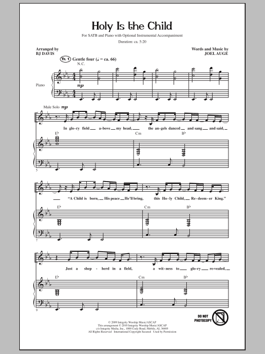 Download BJ Davis Holy Is The Child Sheet Music and learn how to play SATB Choir PDF digital score in minutes