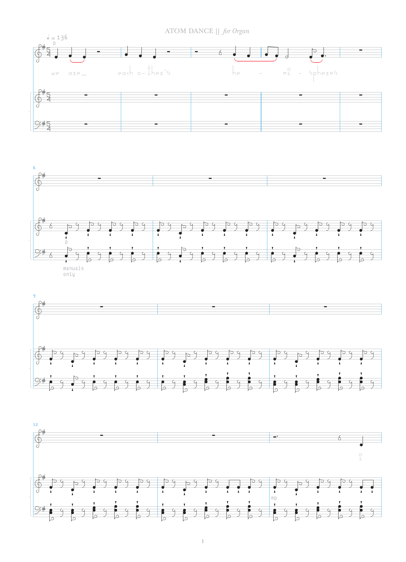 Download Bjork Atom Dance Sheet Music and learn how to play Organ & Vocal PDF digital score in minutes