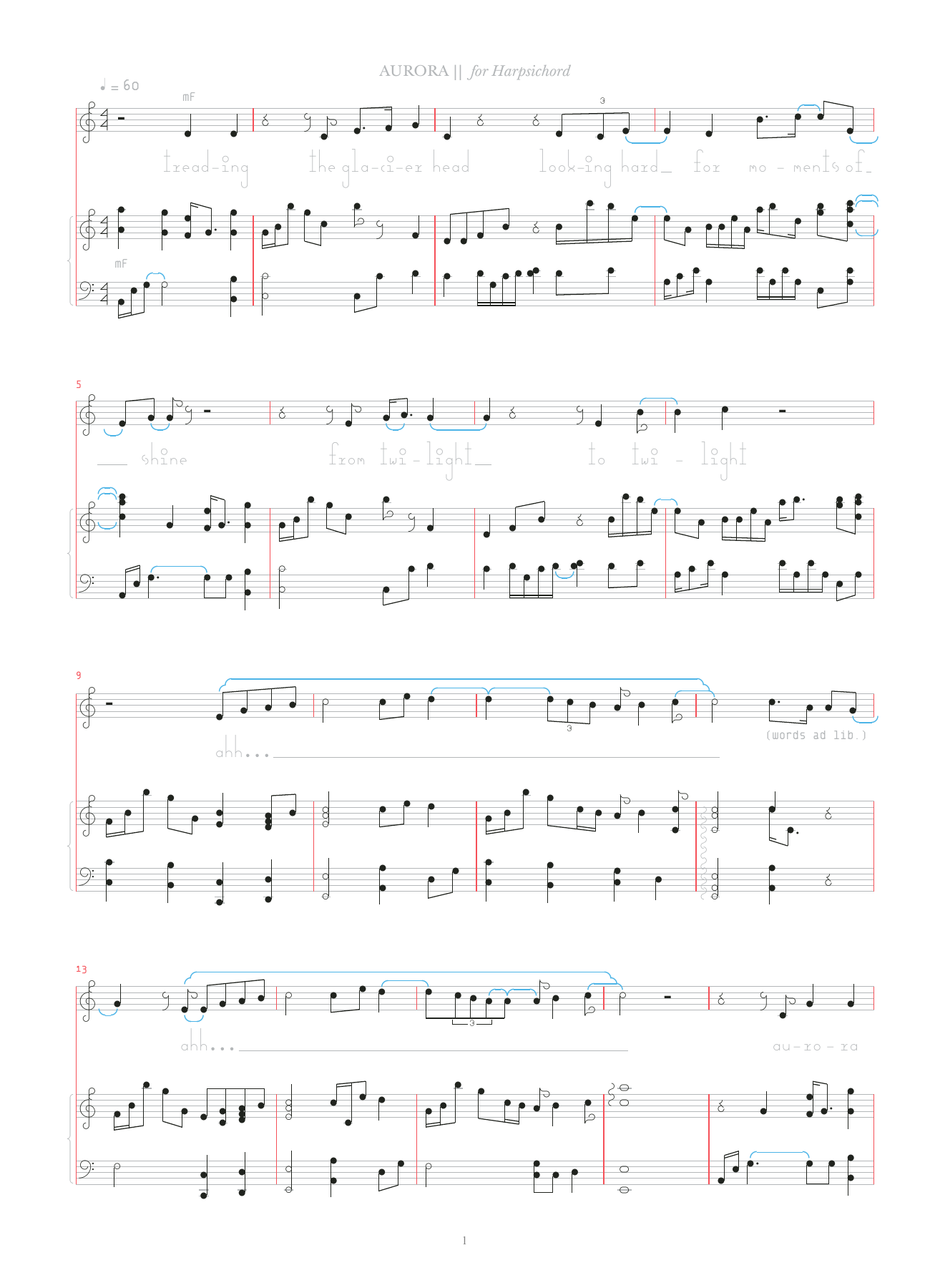 Download Bjork Aurora Sheet Music and learn how to play Harpsichord & Vocal PDF digital score in minutes