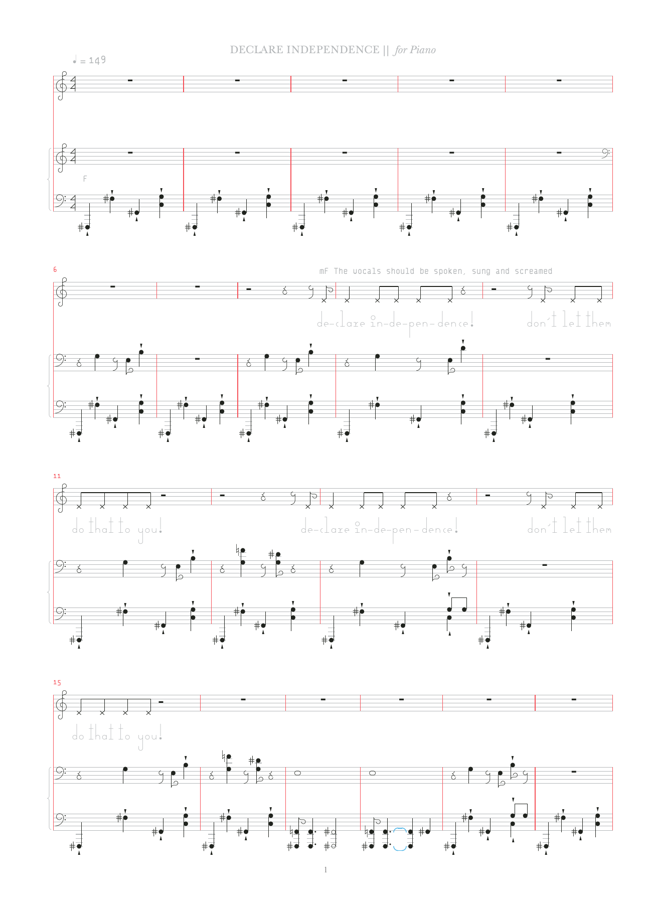 Download Bjork Declare Independence Sheet Music and learn how to play Piano & Vocal PDF digital score in minutes