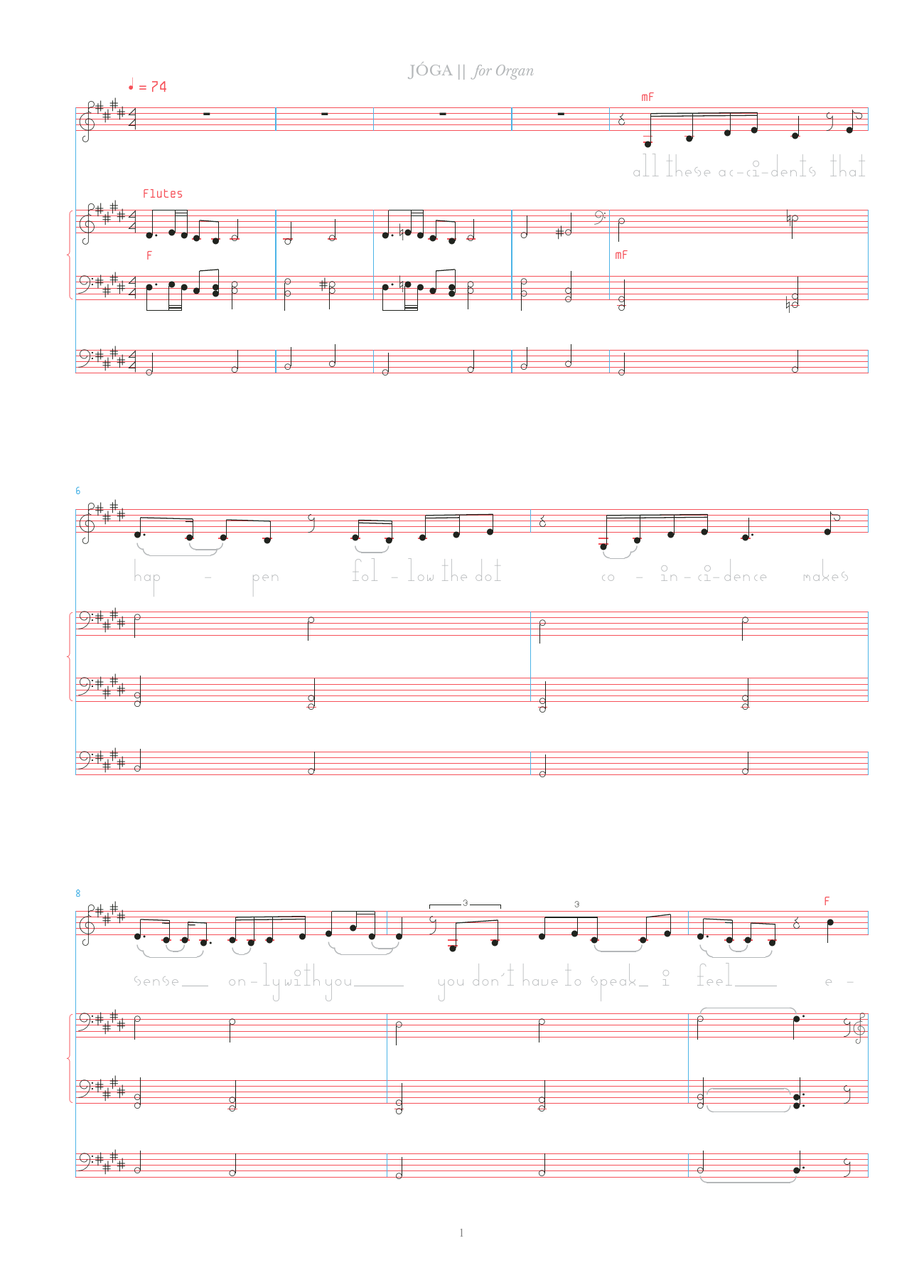 Download Bjork Joga Sheet Music and learn how to play Organ & Vocal PDF digital score in minutes