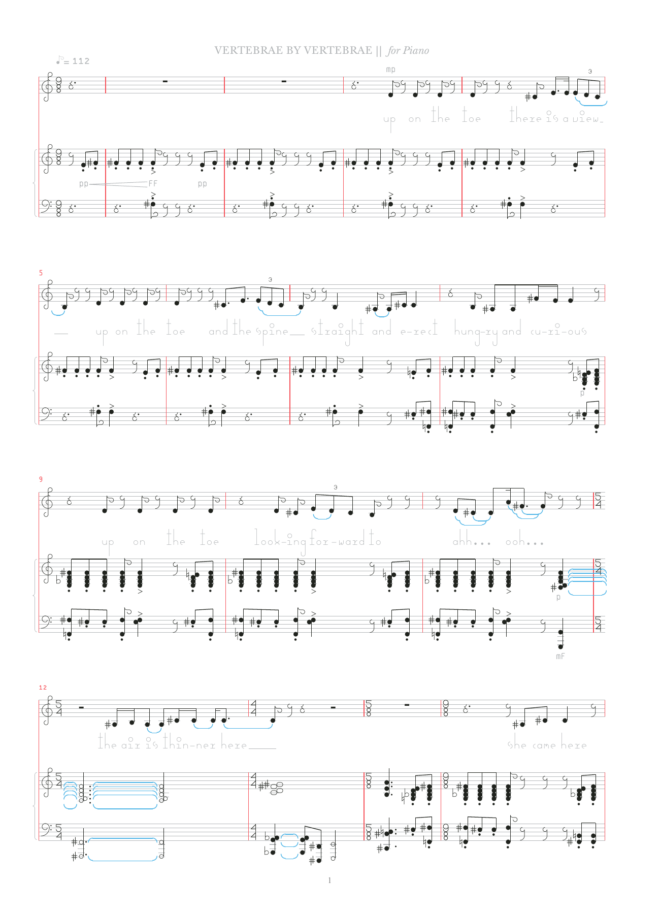 Download Bjork Vertebrae By Vertebrae Sheet Music and learn how to play Piano & Vocal PDF digital score in minutes