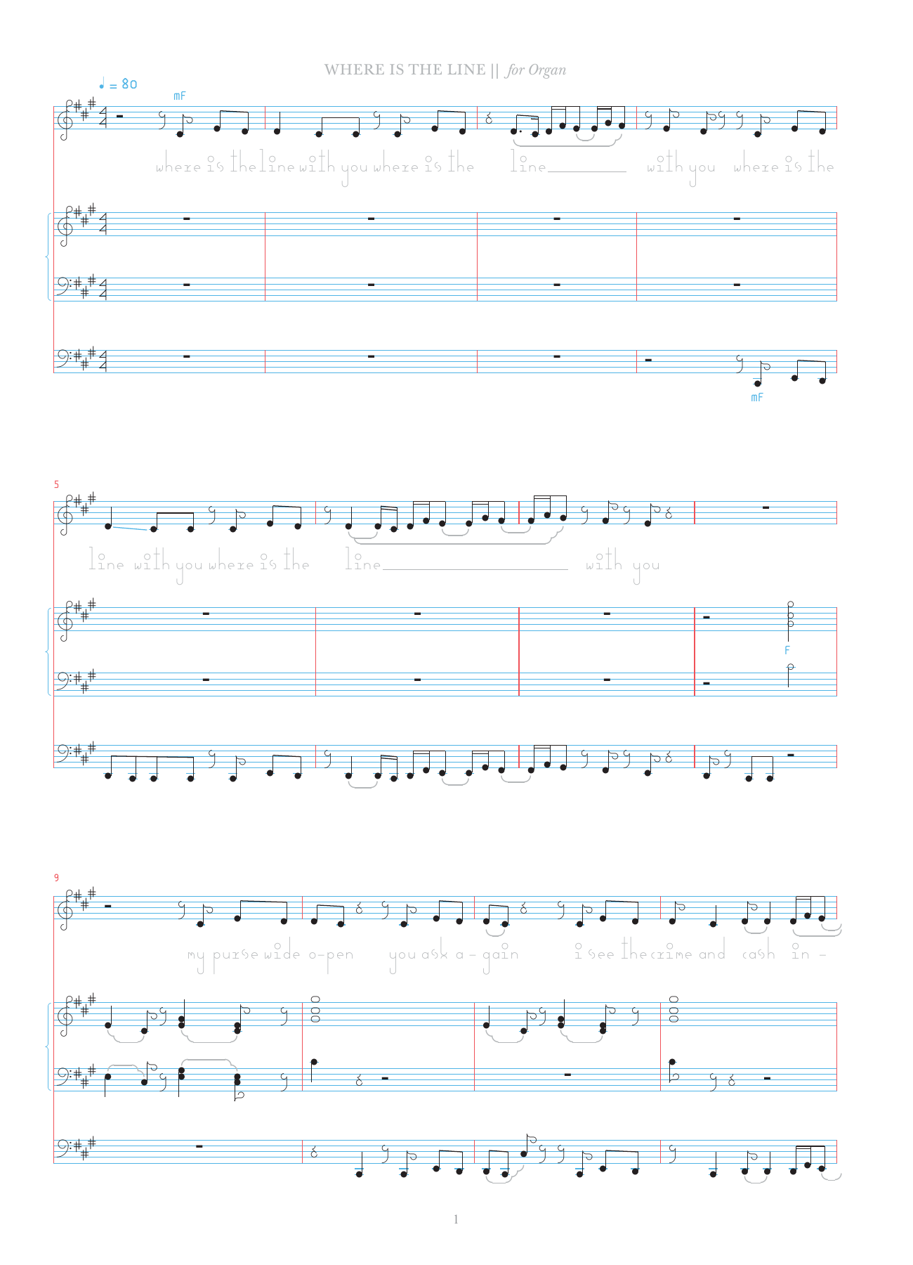 Download Bjork Where Is The Line? Sheet Music and learn how to play Organ & Vocal PDF digital score in minutes
