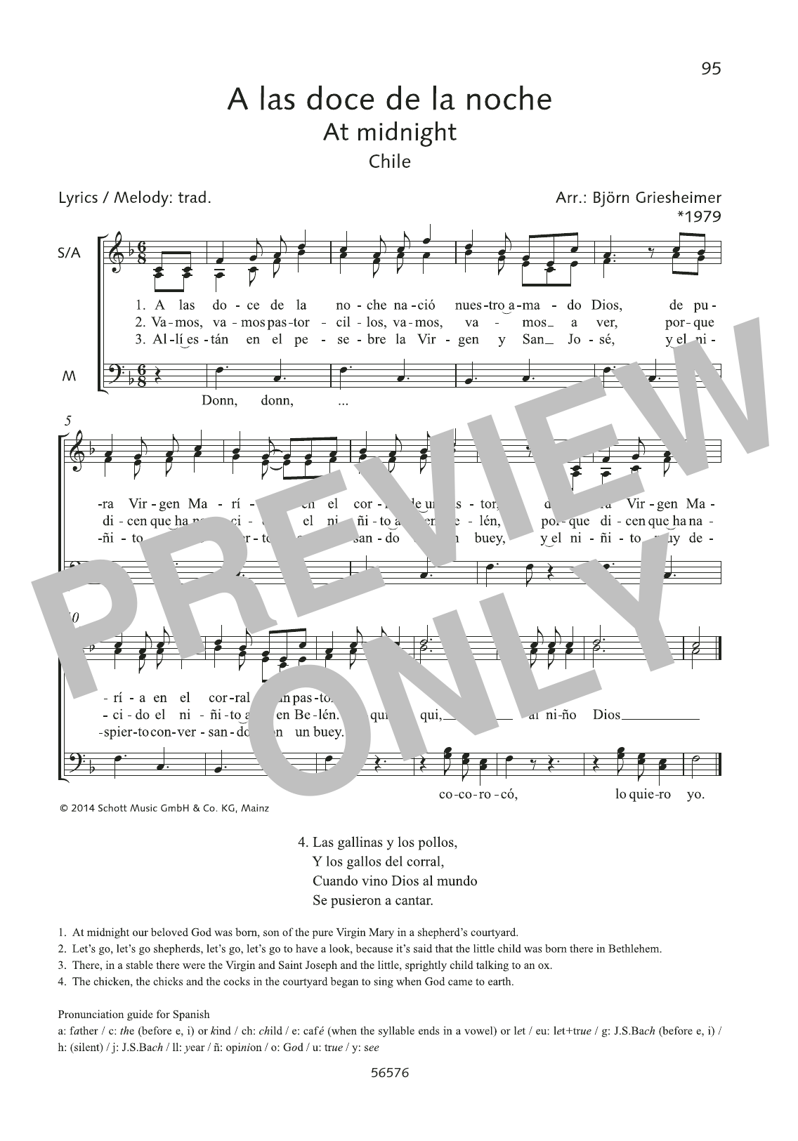 Download Björn Griesheimer A las doce de la noche Sheet Music and learn how to play SAB Choir PDF digital score in minutes