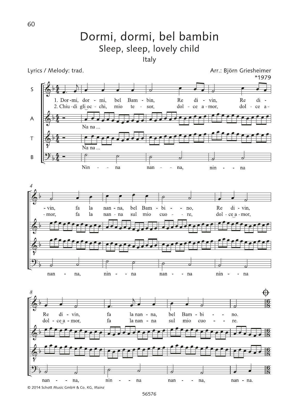 Download Björn Griesheimer Dormi, Dormi, Bel Bambin Sheet Music and learn how to play Choir PDF digital score in minutes