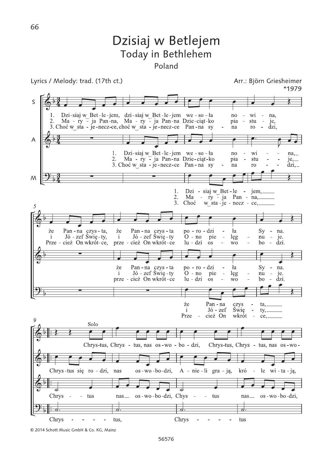 Download Björn Griesheimer Dzisiaj w Betlejem Sheet Music and learn how to play Choir PDF digital score in minutes