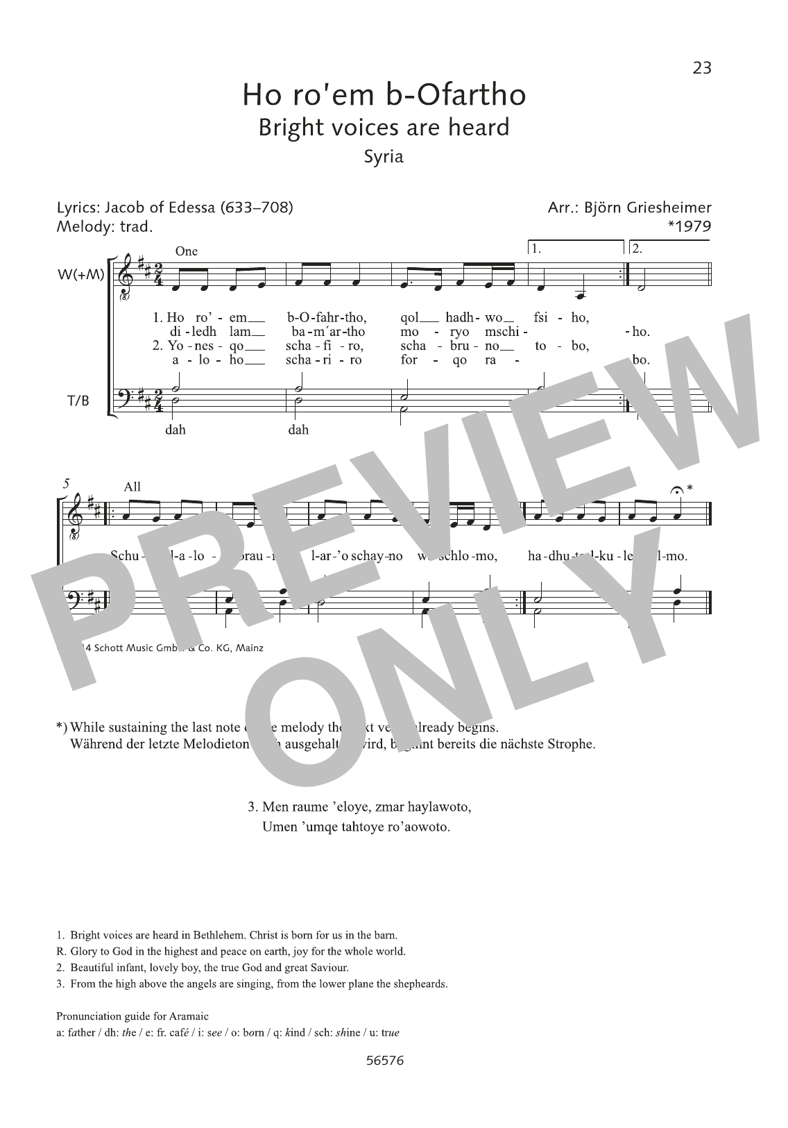 Download Björn Griesheimer Ho ro'em b-Ofartho Sheet Music and learn how to play 3-Part Mixed Choir PDF digital score in minutes