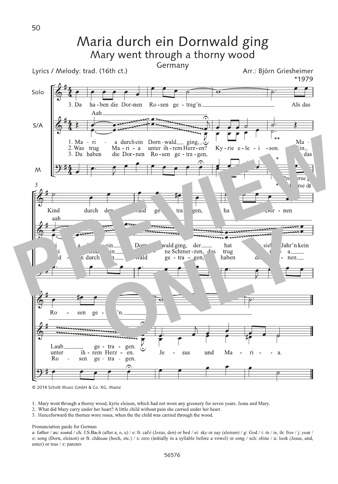 Download Björn Griesheimer Maria durch ein Dornwald ging Sheet Music and learn how to play Choir PDF digital score in minutes