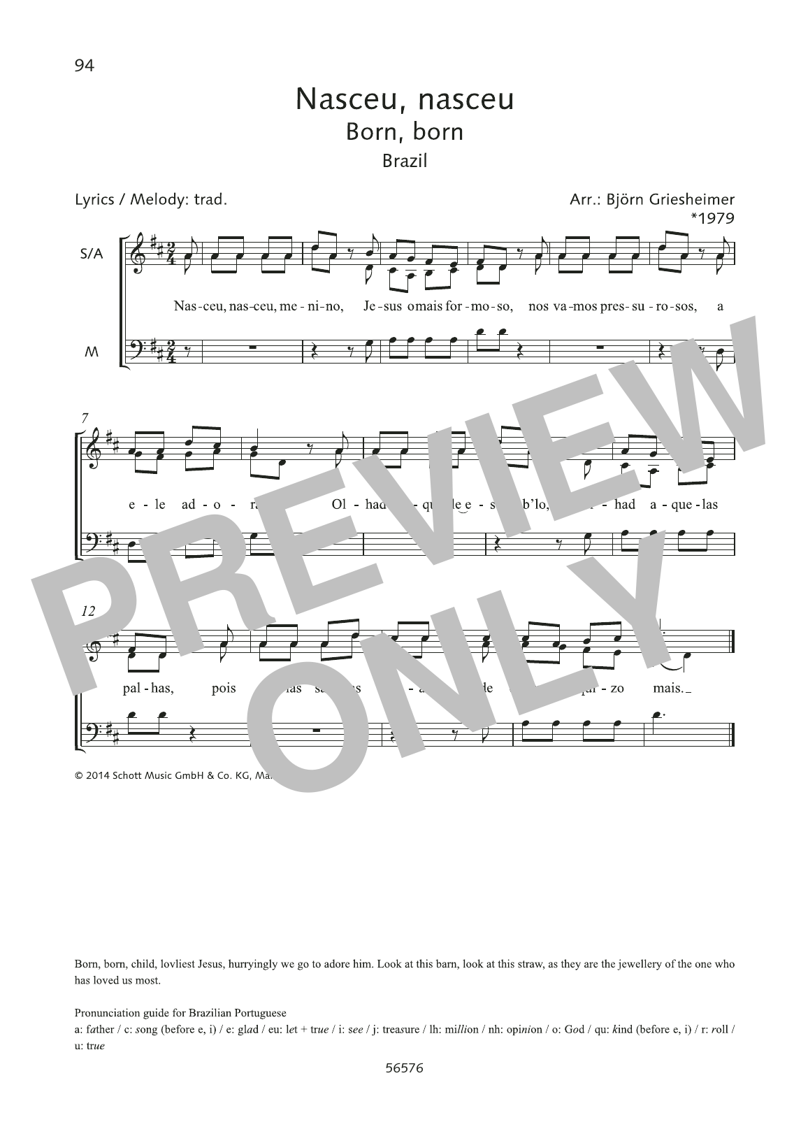 Download Björn Griesheimer Nasceu, nasceu Sheet Music and learn how to play Choir PDF digital score in minutes