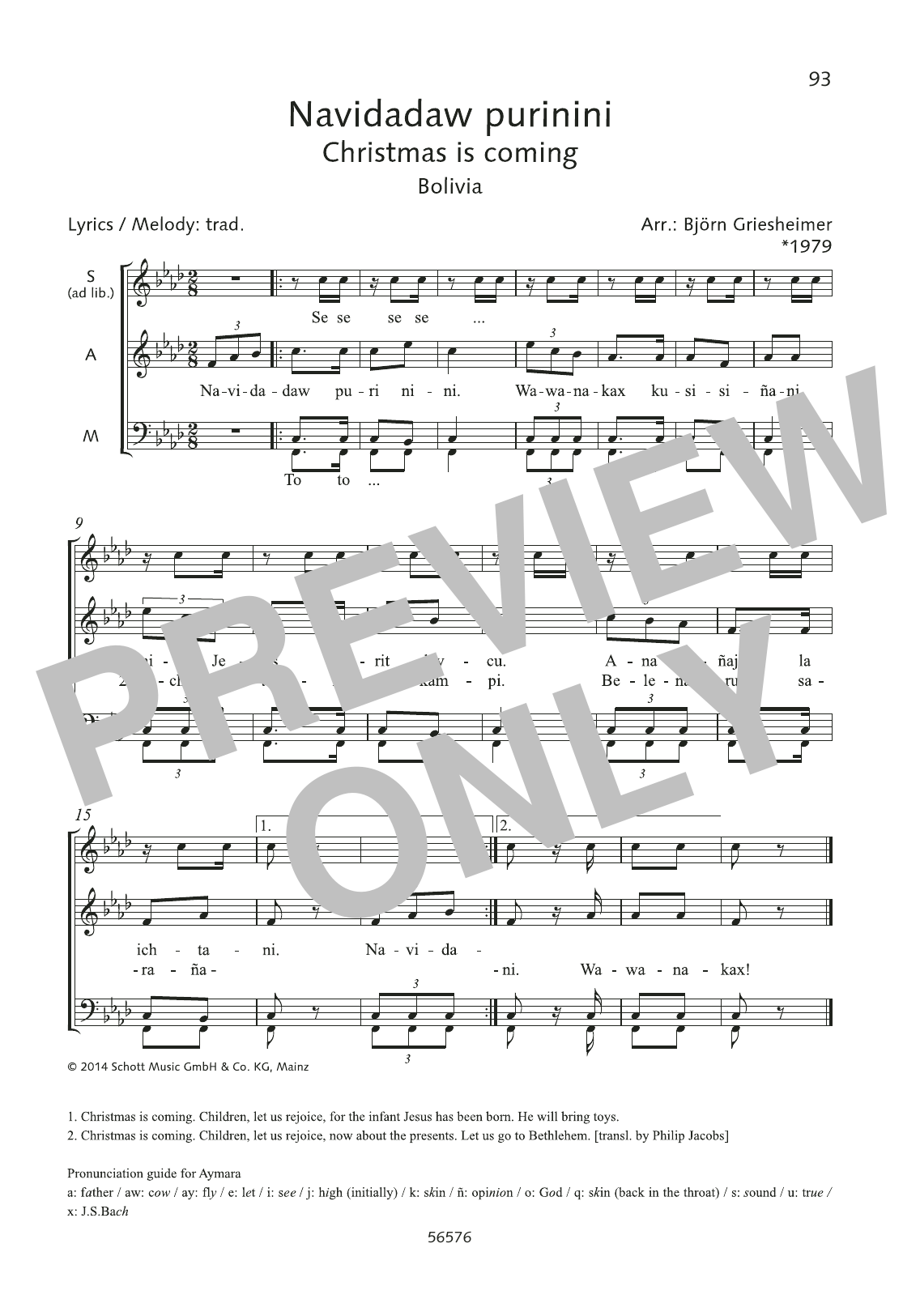Download Björn Griesheimer Navidadaw purinini Sheet Music and learn how to play Choir PDF digital score in minutes