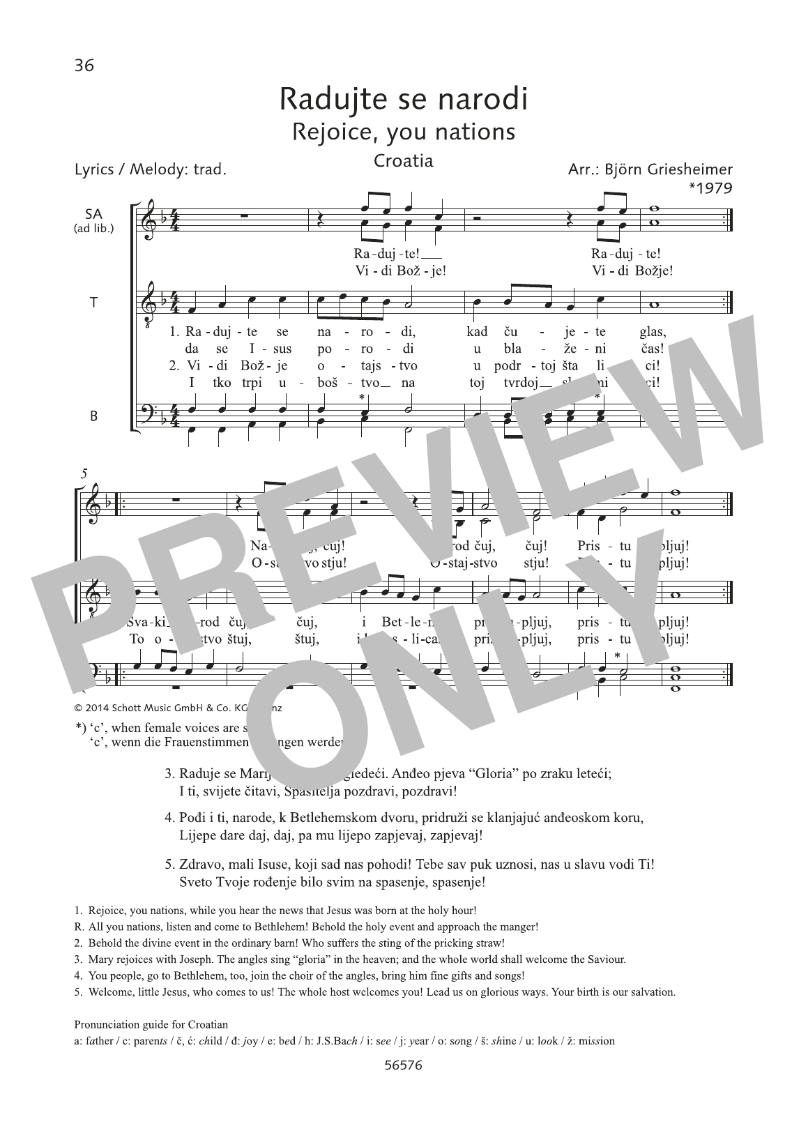 Download Björn Griesheimer Radujte se narodi Sheet Music and learn how to play Choir PDF digital score in minutes