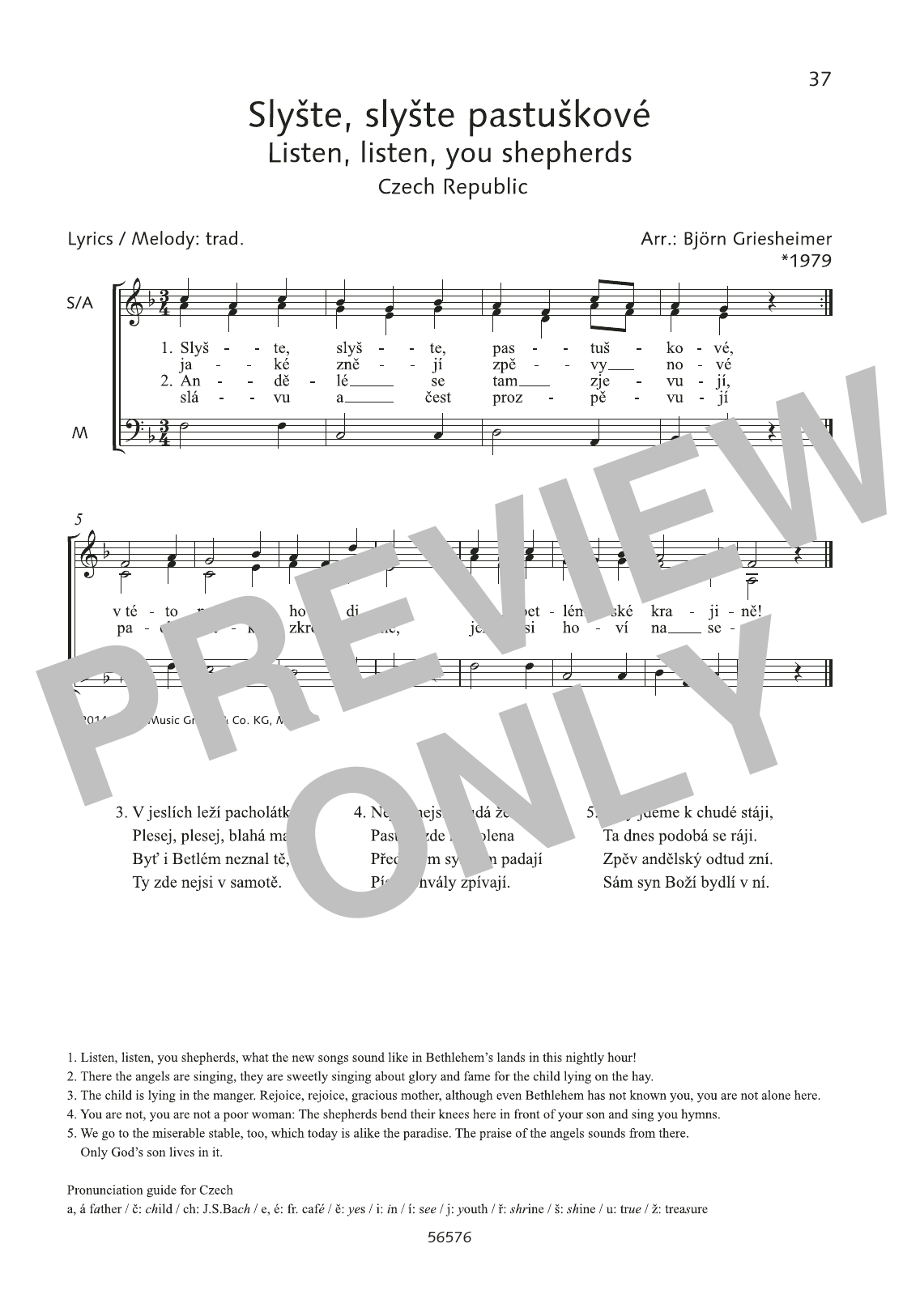 Download Björn Griesheimer Slyste, slyste pastuskove Sheet Music and learn how to play Choir PDF digital score in minutes