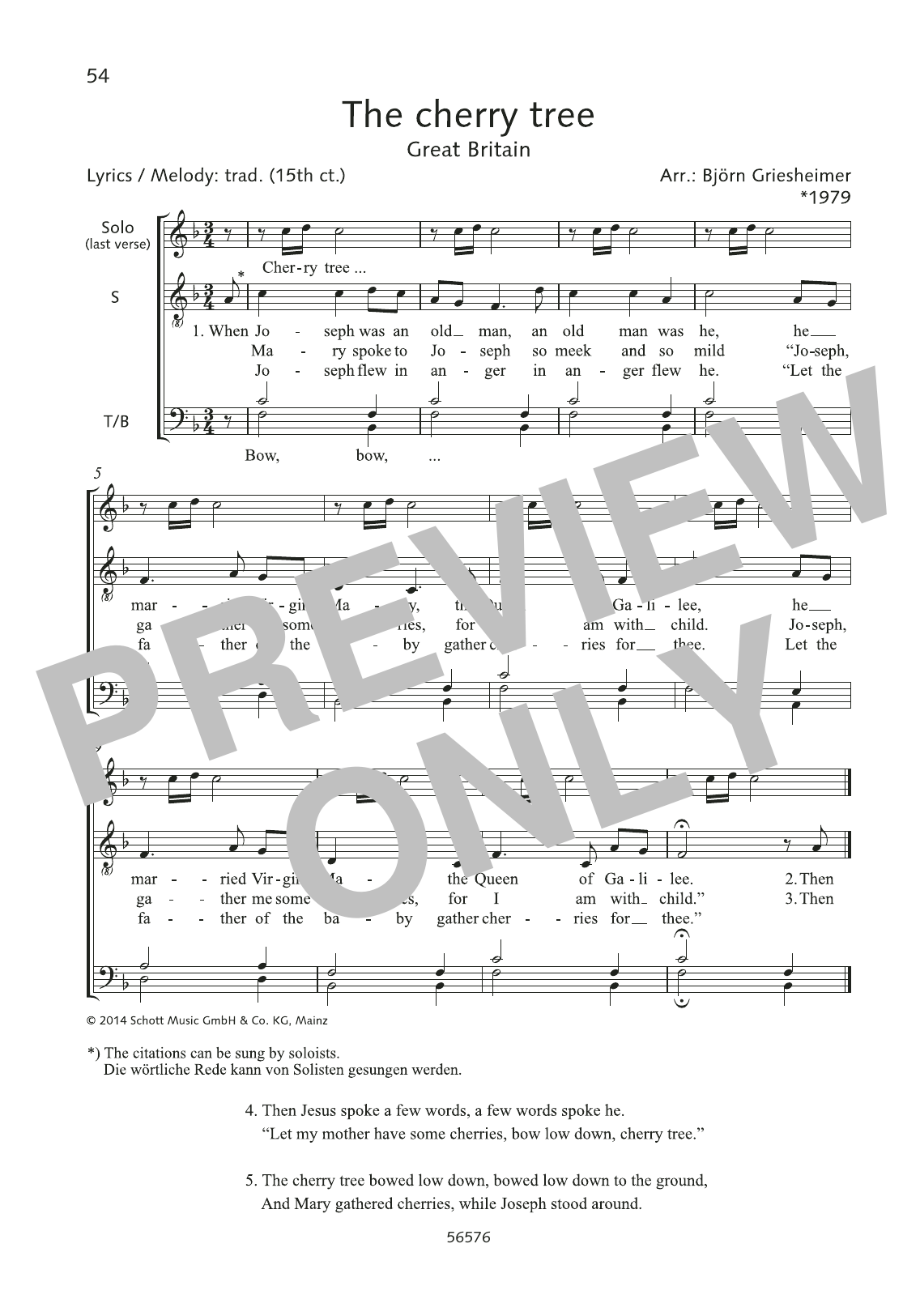 Download Björn Griesheimer The Cherry Tree Sheet Music and learn how to play Choir PDF digital score in minutes