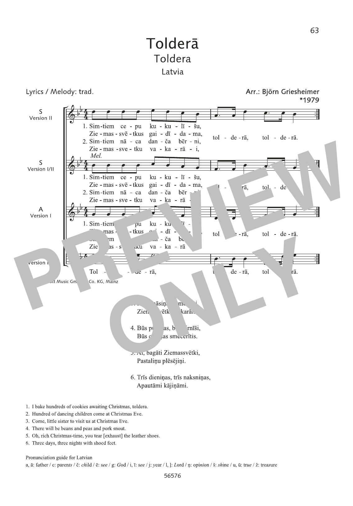 Download Björn Griesheimer Toldera Sheet Music and learn how to play SSA Choir PDF digital score in minutes