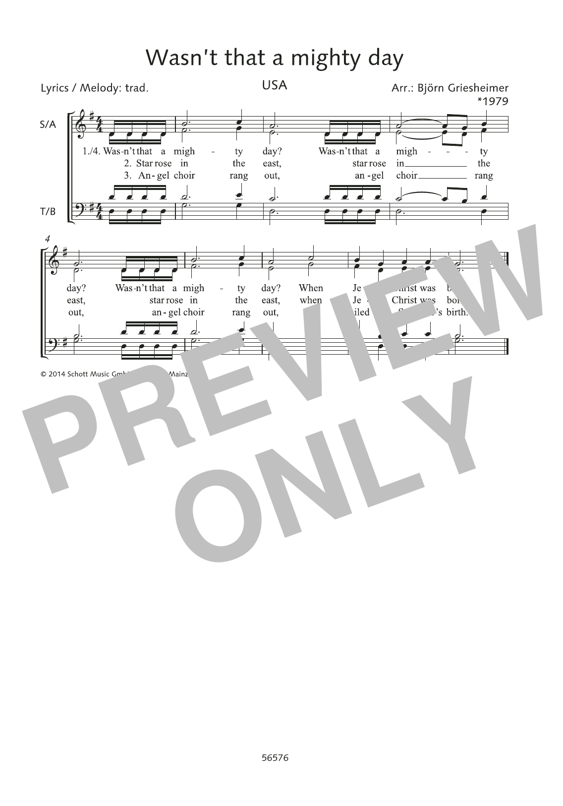 Download Björn Griesheimer Wasn't that a mighty day Sheet Music and learn how to play SATB Choir PDF digital score in minutes