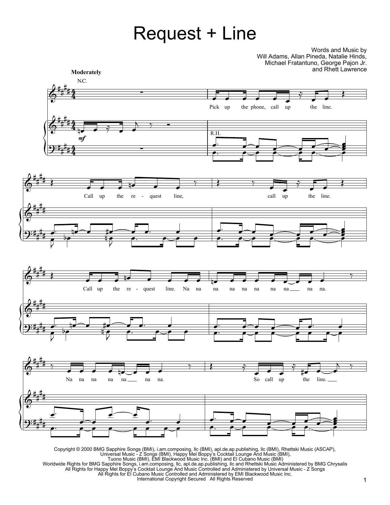 Download Black Eyed Peas Request + Line Sheet Music and learn how to play Piano, Vocal & Guitar (Right-Hand Melody) PDF digital score in minutes