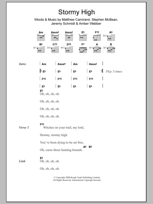 Download Black Mountain Stormy High Sheet Music and learn how to play Lyrics & Chords PDF digital score in minutes