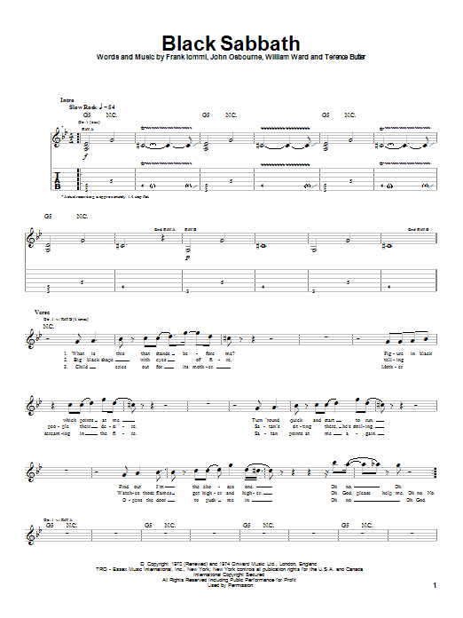 Download Black Sabbath Black Sabbath Sheet Music and learn how to play Guitar Tab (Single Guitar) PDF digital score in minutes