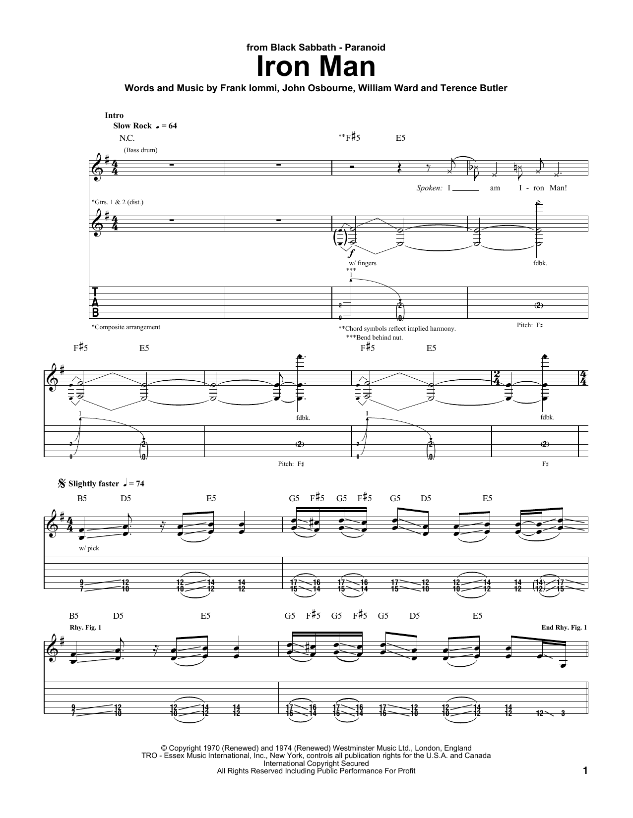 Download Black Sabbath Iron Man Sheet Music and learn how to play Drums PDF digital score in minutes