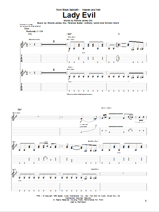 Download Black Sabbath Lady Evil Sheet Music and learn how to play Ukulele with strumming patterns PDF digital score in minutes