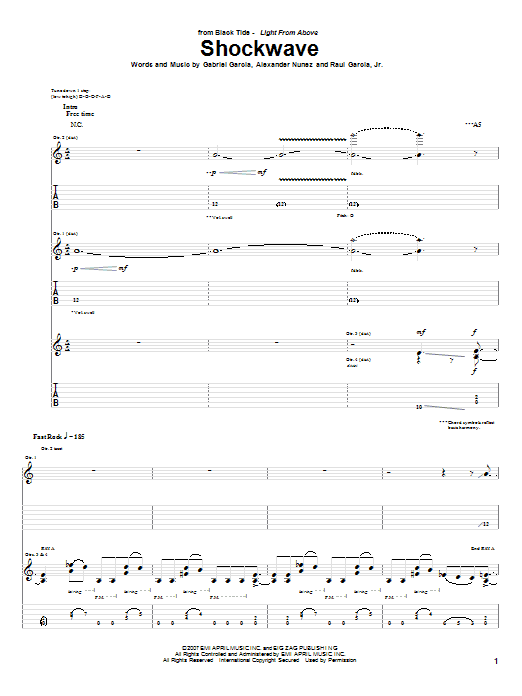 Download Black Tide Shockwave Sheet Music and learn how to play Guitar Tab PDF digital score in minutes