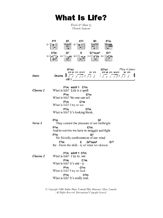 Download Black Uhuru What Is Life? Sheet Music and learn how to play Lyrics & Chords PDF digital score in minutes