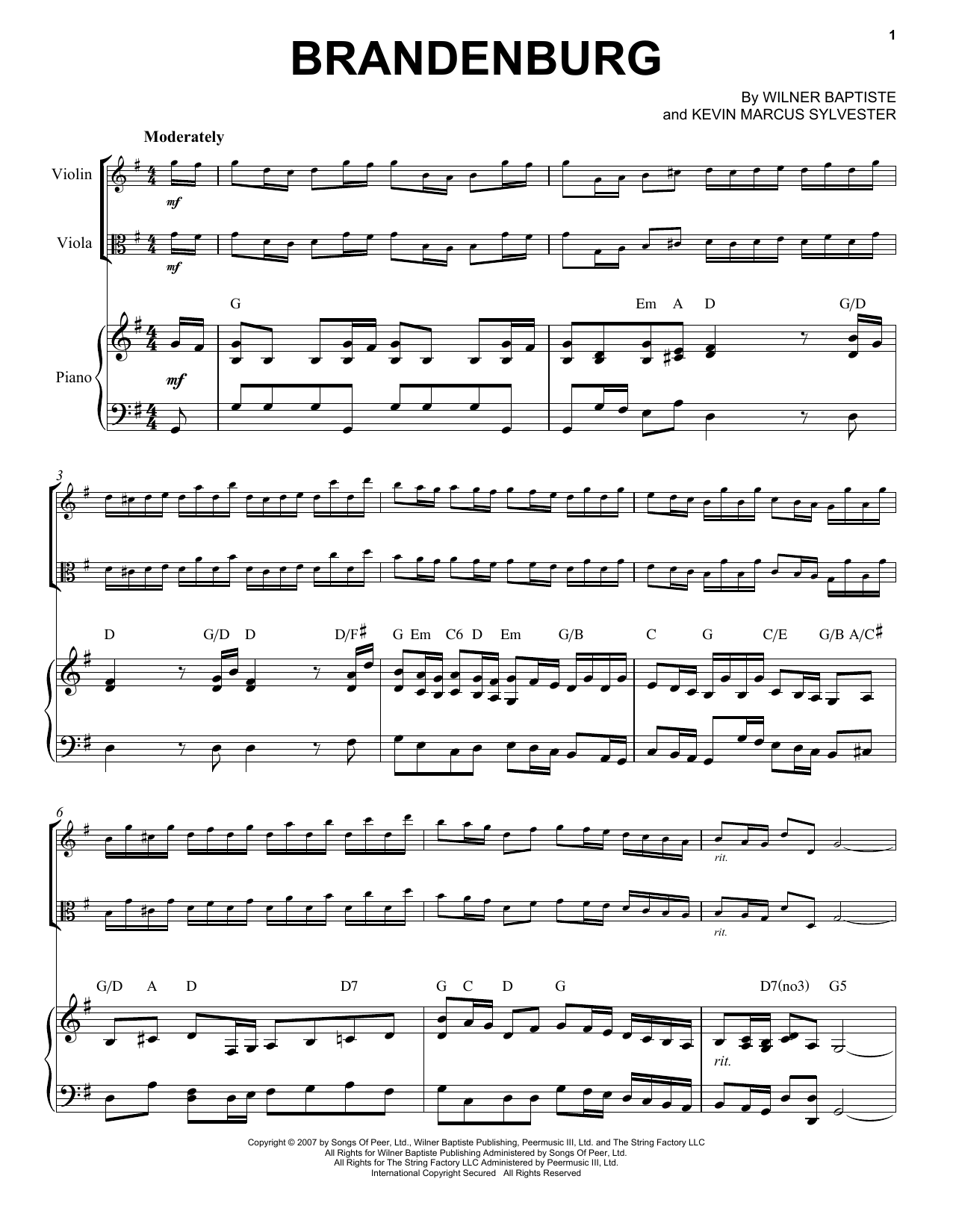 Download Black Violin Brandenburg Sheet Music and learn how to play Instrumental Duet and Piano PDF digital score in minutes