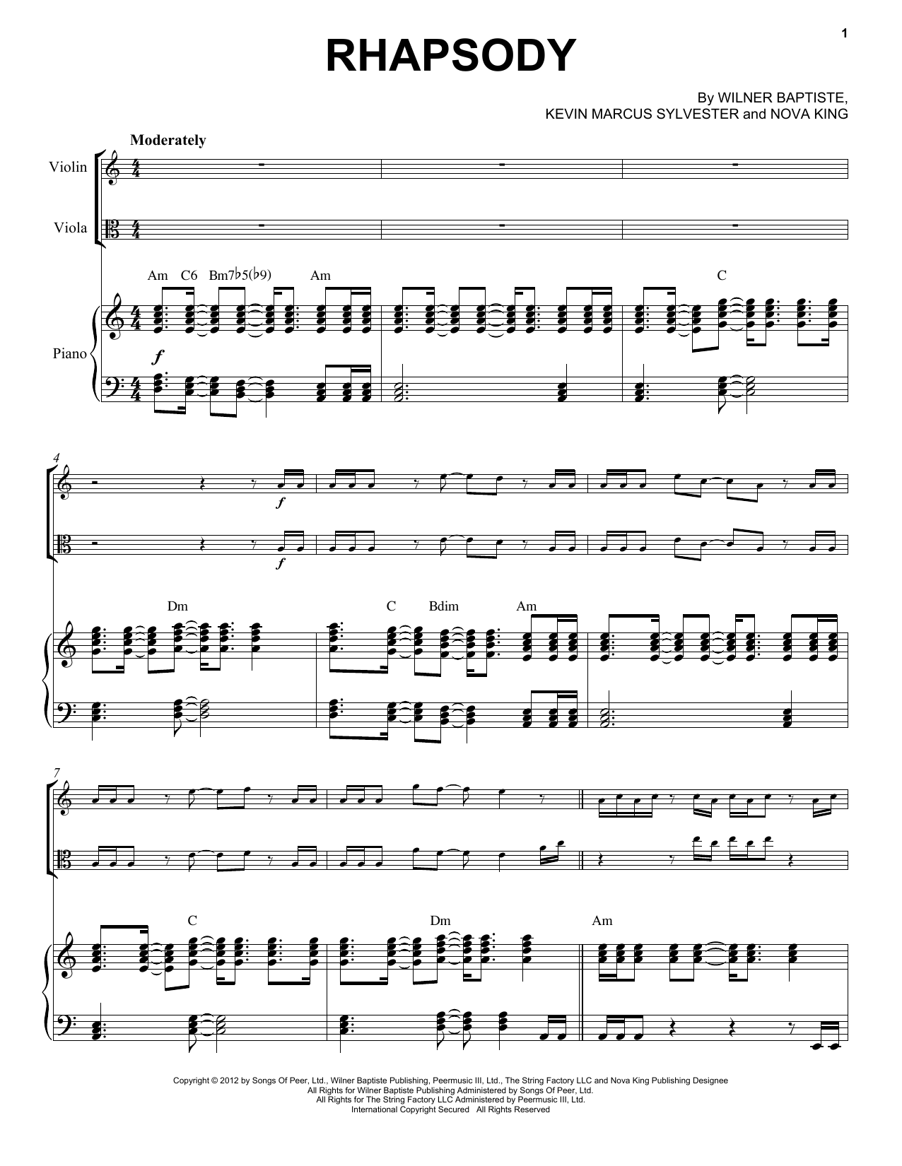 Download Black Violin Rhapsody Sheet Music and learn how to play Instrumental Duet and Piano PDF digital score in minutes